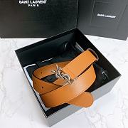 Saint Laurent Brown Monogram Leather Belt - 5