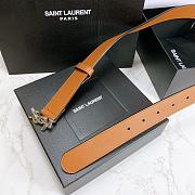 Saint Laurent Brown Monogram Leather Belt - 4