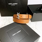 Saint Laurent Brown Monogram Leather Belt - 3