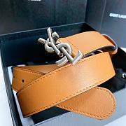 Saint Laurent Brown Monogram Leather Belt - 2