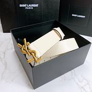 Saint Laurent White Monogram Leather Belt - 5