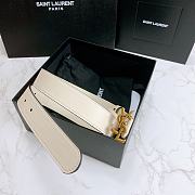 Saint Laurent White Monogram Leather Belt - 4