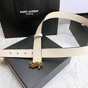 Saint Laurent White Monogram Leather Belt - 3