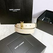 Saint Laurent White Monogram Leather Belt - 2