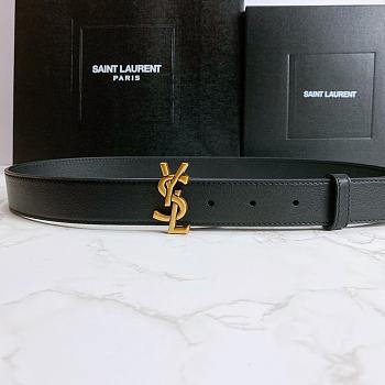 Saint Laurent Black Monogram Leather Belt