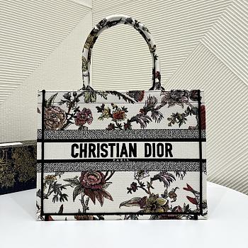 Dior Book Tote Jardin Botanique Embroidery in White 36x18x28cm