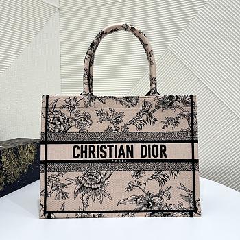 Dior Book Tote Jardin Botanique Embroidery in Pink 36x18x28cm