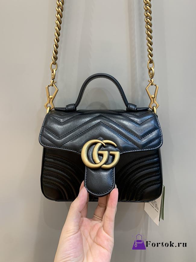 Gucci GG Marmont Mini Top Handle Bag in Black 547260 21x15x8cm  - 1
