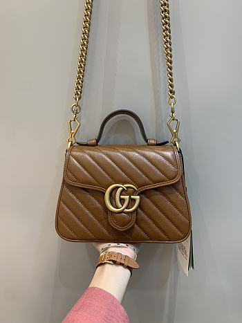 Gucci GG Marmont Mini Top Handle Bag in Brown 547260 21x15x8cm 