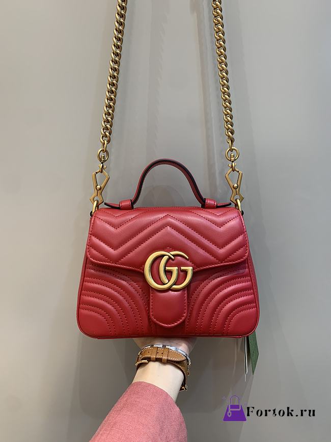 Gucci GG Marmont Mini Top Handle Bag in Red 547260 21x15x8cm - 1