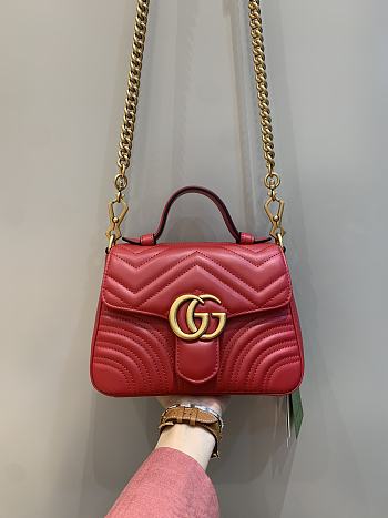 Gucci GG Marmont Mini Top Handle Bag in Red 547260 21x15x8cm