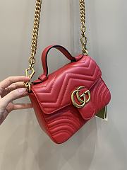 Gucci GG Marmont Mini Top Handle Bag in Red 547260 21x15x8cm - 2