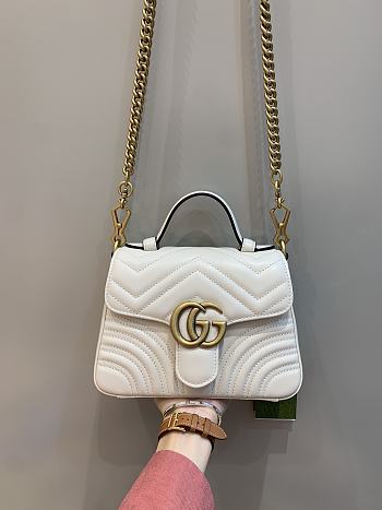 Gucci GG Marmont Mini Top Handle Bag in White 547260 21x15x8cm