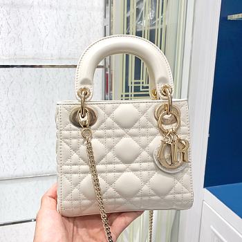 Dior Mini Lady Dior Bag in White 17x15×7cm