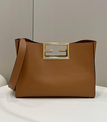 Fendi Beige Leather Bag 8506L 40x17x29cm