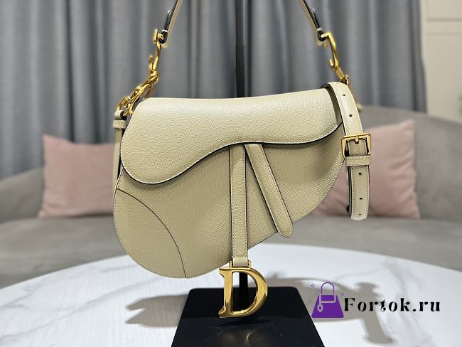 DIOR SADDLE BAG Warm Taupe Grained Calfskin in Yellow 25.5 x 20 x 6.5cm - 1
