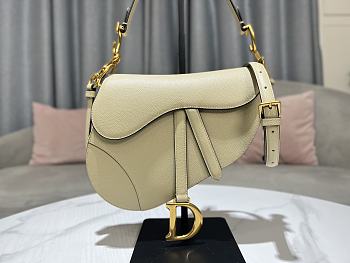 DIOR SADDLE BAG Warm Taupe Grained Calfskin in Yellow 25.5 x 20 x 6.5cm