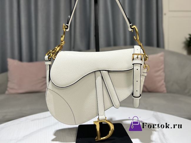 DIOR SADDLE BAG Warm Taupe Grained Calfskin in White 25.5 x 20 x 6.5cm - 1