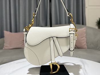 DIOR SADDLE BAG Warm Taupe Grained Calfskin in White 25.5 x 20 x 6.5cm