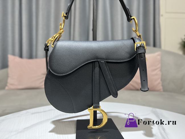 DIOR SADDLE BAG Warm Taupe Grained Calfskin in Black 25.5 x 20 x 6.5cm - 1