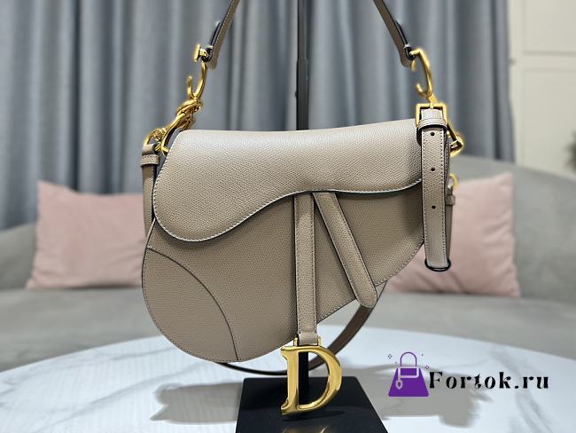 DIOR SADDLE BAG Warm Taupe Grained Calfskin in Brown 25.5 x 20 x 6.5cm - 1