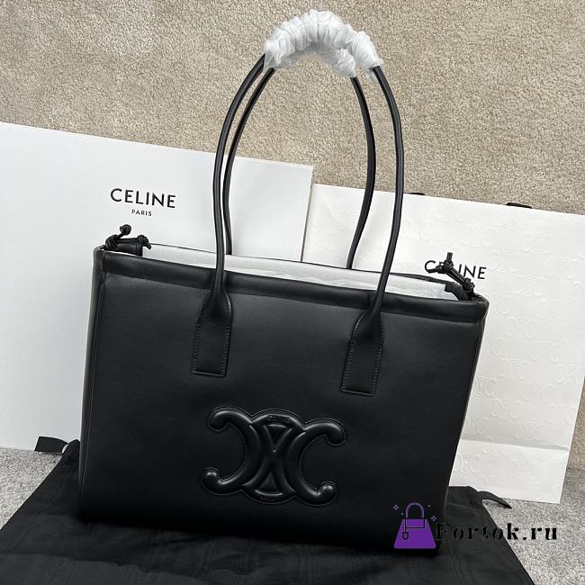 Celine Cabas Triomphe in Smooth Calfskin Black Bag 44x28x18cm - 1