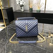 Ysl College Medium Chain Shoulder Bag in Navy Blue 24x17x6.5cm - 1
