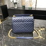 Ysl College Medium Chain Shoulder Bag in Navy Blue 24x17x6.5cm - 3