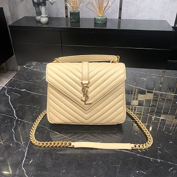 Ysl College Medium Chain Shoulder Bag Apricot Gold 24x17x6.5cm