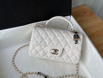 Chanel Handle Mini Charm Bag in White 2431 13x20x9cm