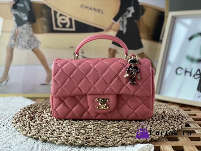 Chanel Handle Mini Charm Bag in Rose Gold 2431 13x20x9cm - 1