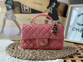 Chanel Handle Mini Charm Bag in Rose Gold 2431 13x20x9cm