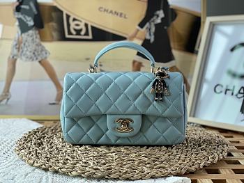 Chanel Handle Mini Charm Bag in Blue 2431 13x20x9cm