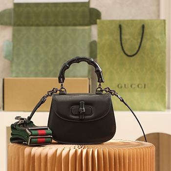 Gucci Small Top Handle Bag With Bamboo Black 21x15x7cm