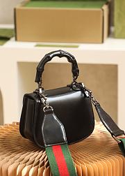 Gucci Small Top Handle Bag With Bamboo Black 21x15x7cm - 6