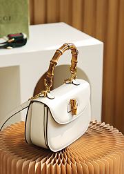 Gucci Small Top Handle Bag With Bamboo White 21x15x7cm - 3