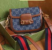 Gucci Horsebit 1955 Mini Bag Blue Denim - 1