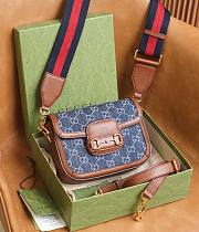 Gucci Horsebit 1955 Mini Bag Blue Denim - 4
