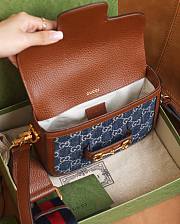 Gucci Horsebit 1955 Mini Bag Blue Denim - 6