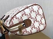 Celine Small Boston in Triomphe Canvas and Calfskin White - 3