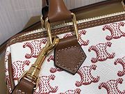Celine Small Boston in Triomphe Canvas and Calfskin White - 5