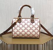 Celine Small Boston in Triomphe Canvas and Calfskin White - 1