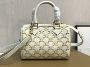 Celine Small Boston in Triomphe Canvas and Calfskin in White - 1