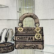 Dior Mini Lady D-Lite Bag Brown Toile De Jouy Embroidery - 1