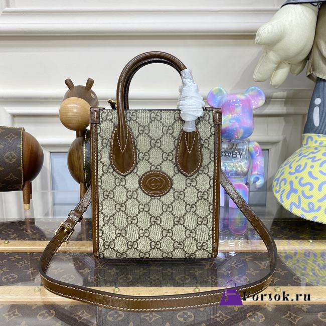 Gucci Interlocking G Mini Tote Bag in Brown 9750058 - 1
