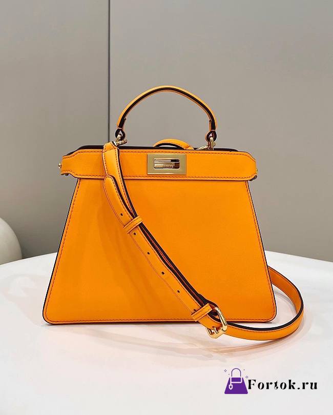 Fendi Peekaboo ISeeU Small Leather Bag in Orange 80011A 27×11×20cm - 1