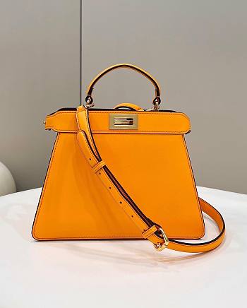 Fendi Peekaboo ISeeU Small Leather Bag in Orange 80011A 27×11×20cm