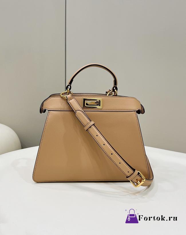 Fendi Peekaboo ISeeU Small Leather Bag in Beige 80011A 27×11×20cm - 1