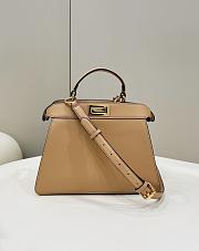 Fendi Peekaboo ISeeU Small Leather Bag in Beige 80011A 27×11×20cm - 1