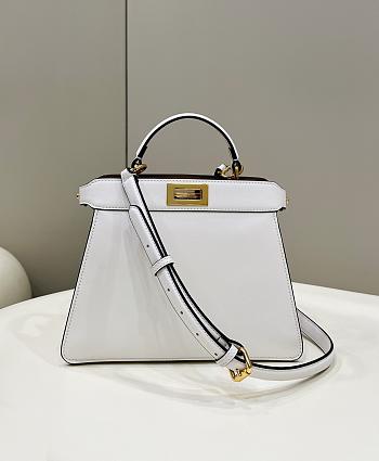 Fendi Peekaboo ISeeU Small Leather Bag in White 80011A 27×11×20cm